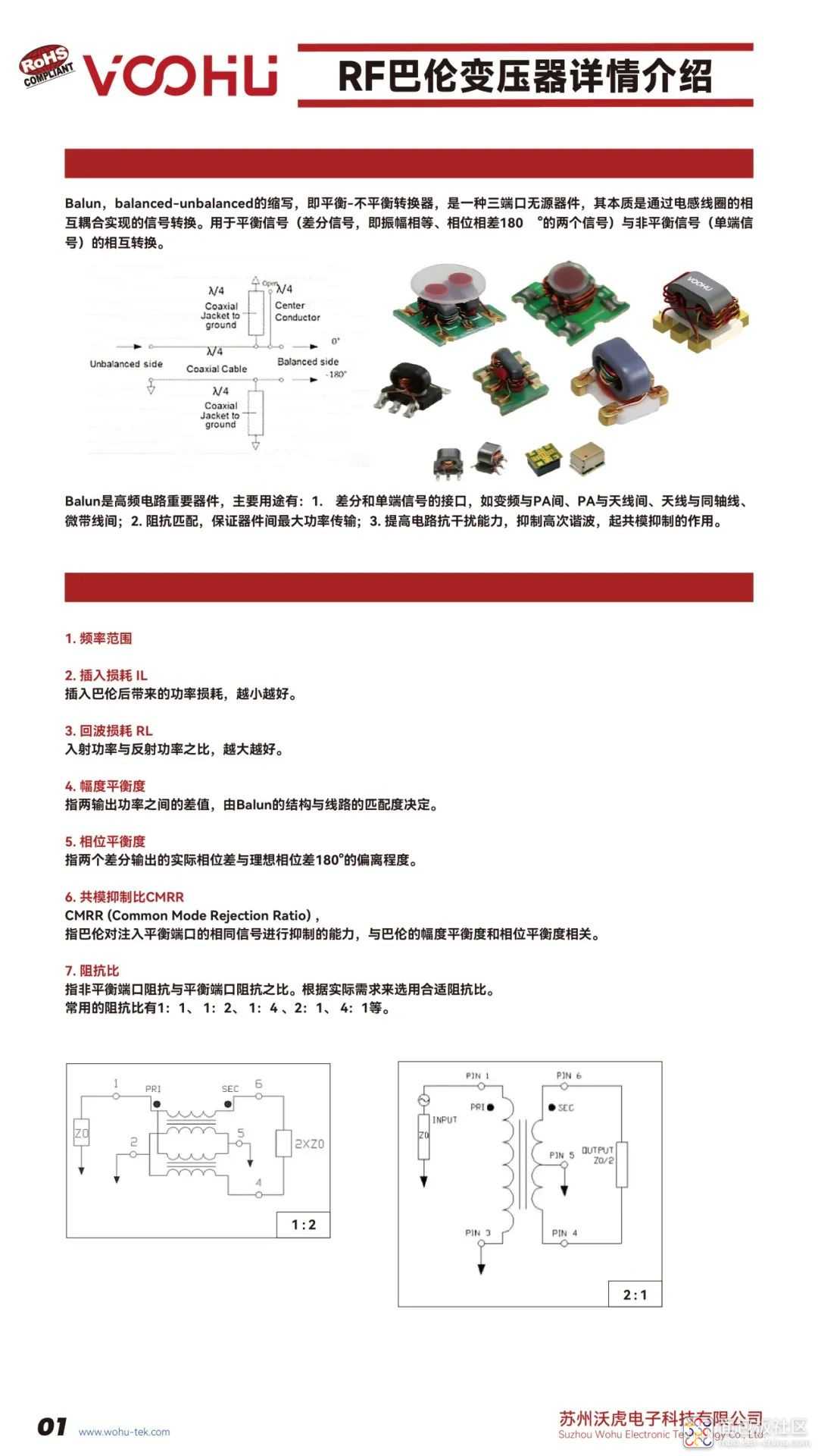 沃虎RF巴伦变压器详情介绍