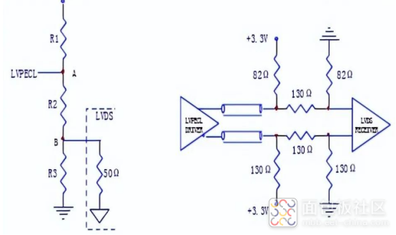 LVPECL到LVDS的直流耦合结构.png